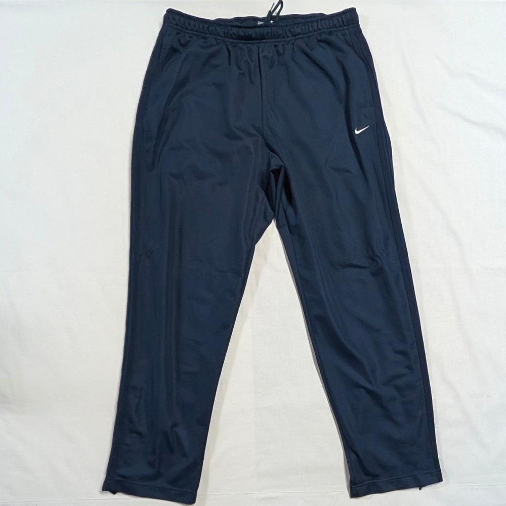 Nike Mens XL Navy Blue Athletic Track Pants Ankle Zip Drawstring Joggers
